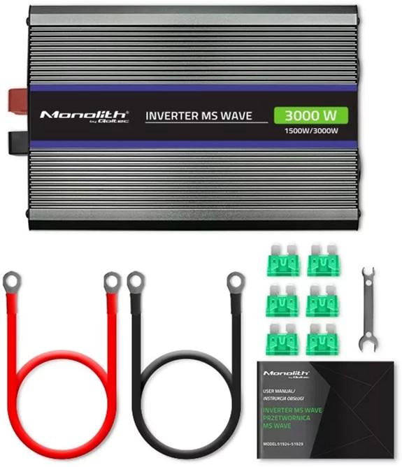 Qoltec Monolith 3000 MS Wave 1500 W/3000 W 12 V to 230 V Car Inverter (5901878519272)