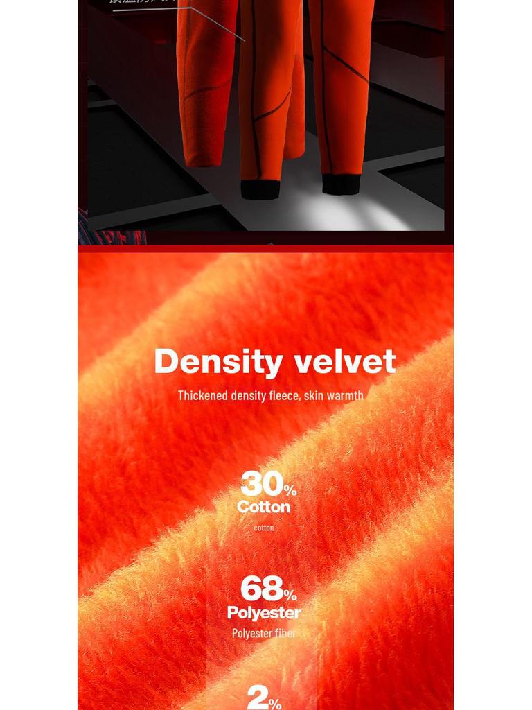 Pánská bavlněná termoprádlová souprava - Kulatý výstřih, Plyšová podšívka, Pohodlná zimní základní vrstva top a spodky.
