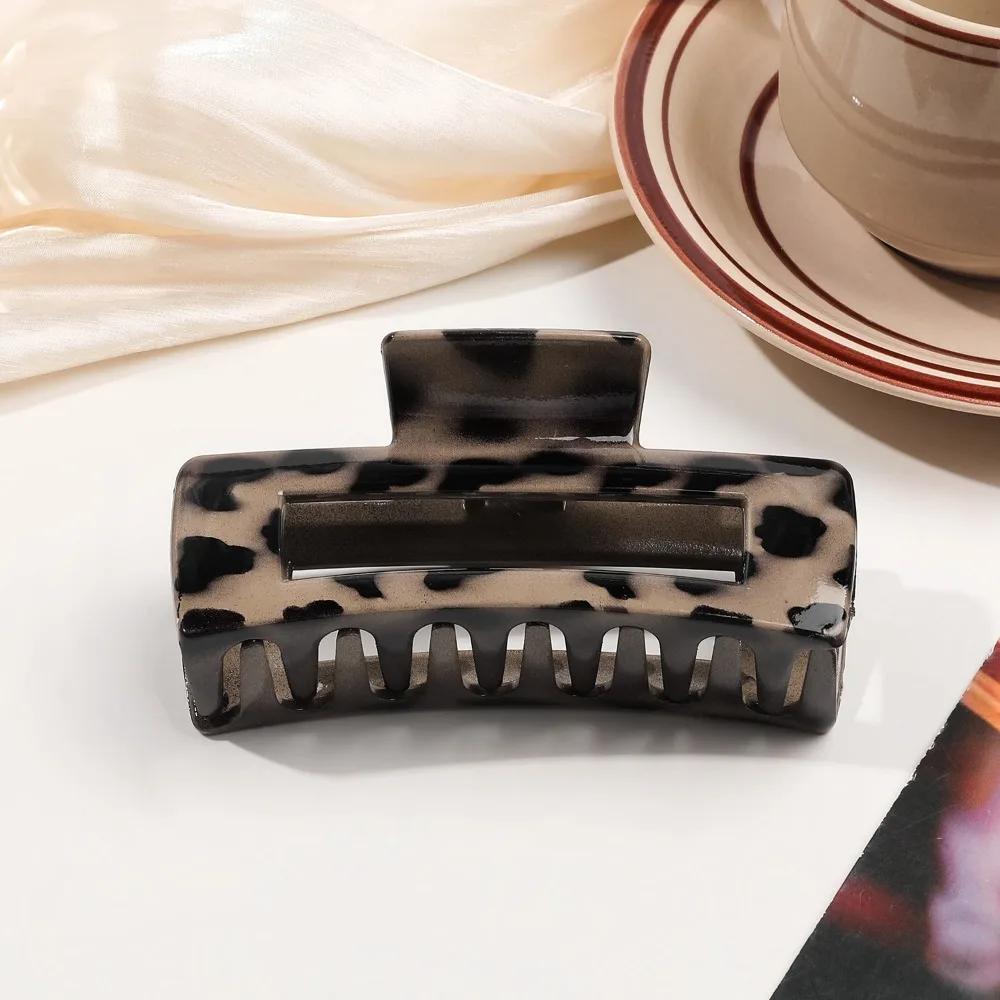 Large Small Leopard Print Hair Claw Clip for Women Thick Hair Elegant Bowknot Cross Geometric Catch Clamp Hairgrip Accessories