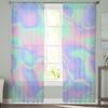 Luxusní Průsvitné Závěsy Duhové Barvy Vlnité Jasné Závěsy do Kuchyně Ložnice Obývacího Pokoje Pracovny Francouzské Okno Šifonové Závěsy