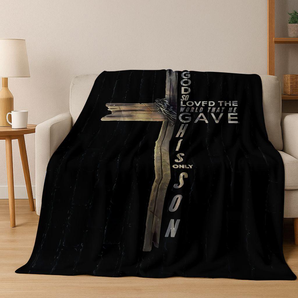 New Belief Cross Holy Bible Pray Jesus Flannel Blanket,Cozy Soft Throw Blanket for Home Bedroom Bed Sofa Picnic Cover Kids Gift
