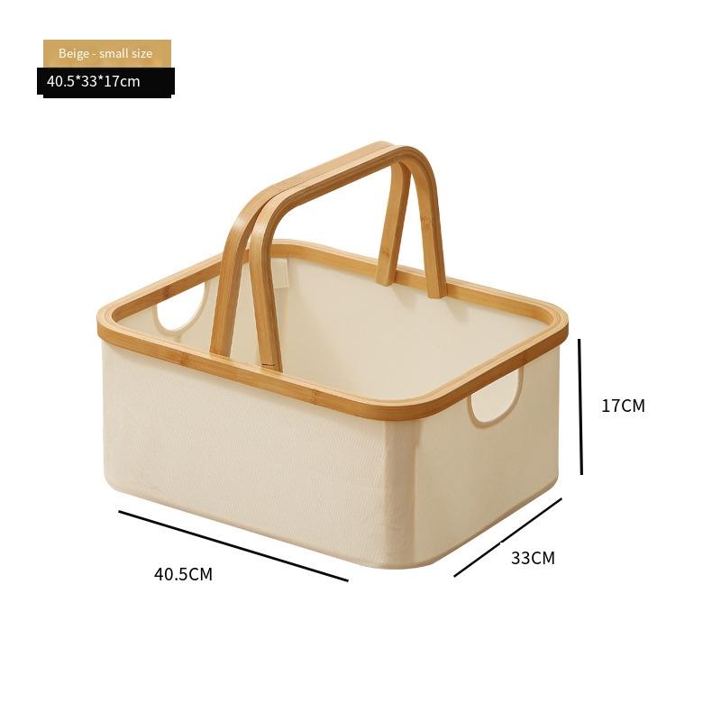 

Складная корзина для хранения с бамбуковой ручкой, корзина для белья большой вместимости и многоцелевой органайзер из ткани Оксфорд