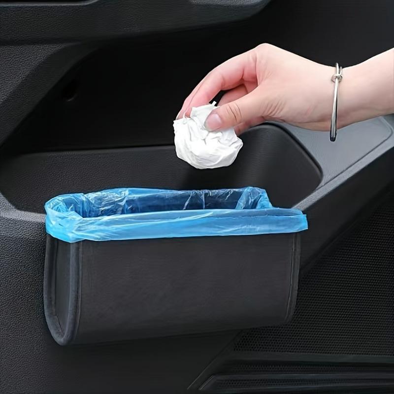 1pc Car Trash Bin, Side Door Storage Box, Seat Back Hanging Storage Box, Multi-functional Folding Storage Box