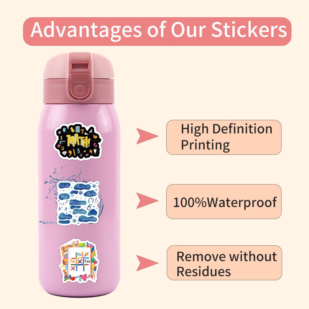 60 Sheets Cartoon Math Doodle Stickers for Suitcases, Notebooks, and Guitars