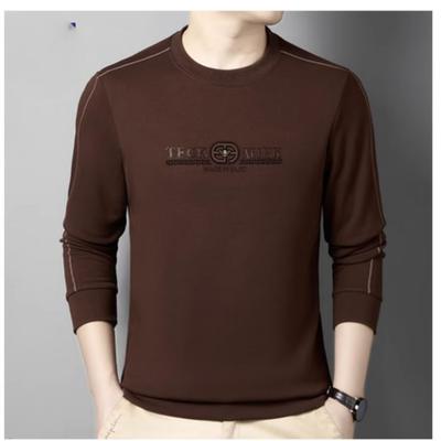 Langarm Herbst Herren Herbstkleidung Neue Rundhals Hot Diamond Printed T-Shirt Elastischer lockerer dünner Boden