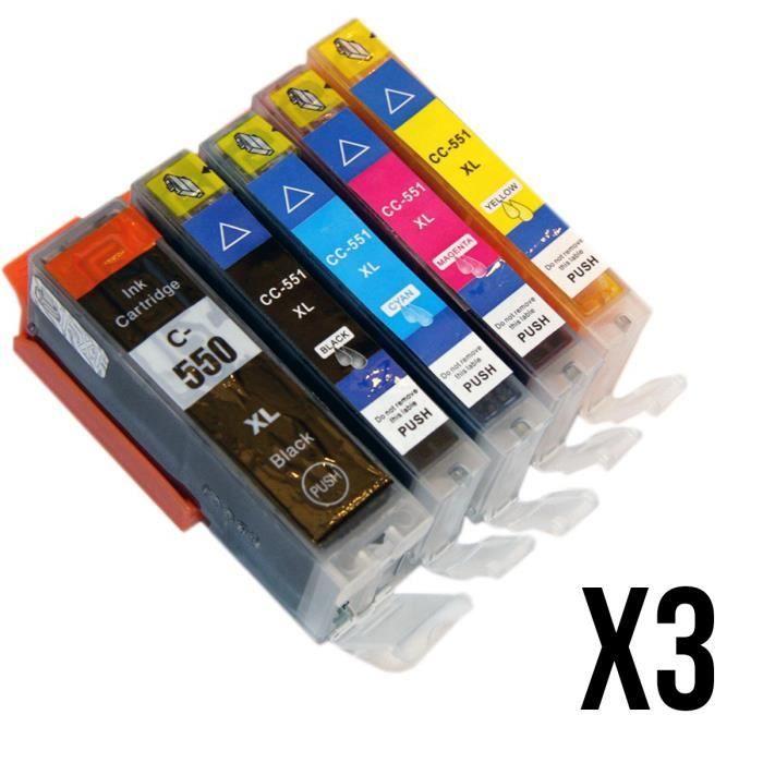 

Lot de 15 cartouches d encre PGI-550 - CLI-551 pour imprimante Canon Pixma MX725 MG5450s MG6350