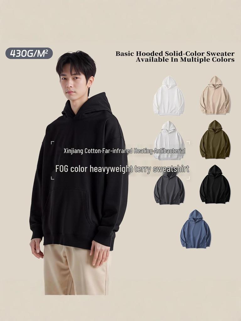 Herren Schweres Kapuzensweatshirt, 430g Extra Dickes Frottee, Winddicht, Warm, mit Tasche für Herbst/Winter.