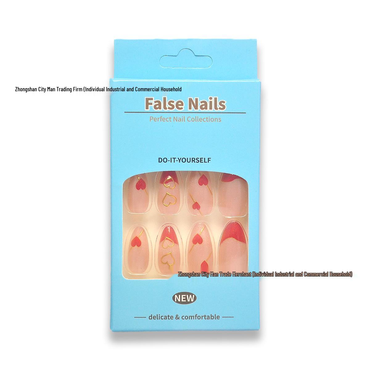 Valentine s Day Wearable Cat Eye Nails with Gold Foil Heart & Bow Accents - 24-Piece Set of Sweet Nail Art Tips