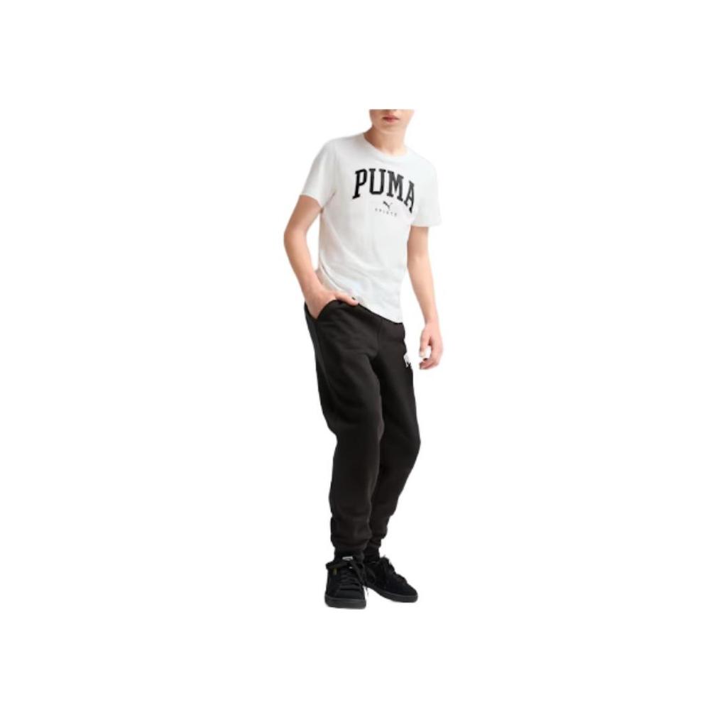 Puma Low Impact Squad Big Graphic Tee Youth Soft Rubber Print Crew Neck Short Sleeve Kids tops Puma-White 682772-02