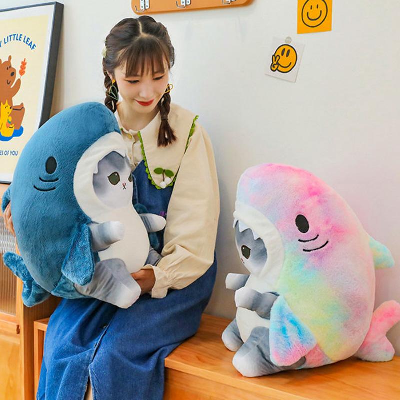 Hot Cute Shark Cat Fried Shrimp Cat Plush Doll Pillow Doll Beautiful Room Car Bag Decoration Pendant Opening Holiday Gift