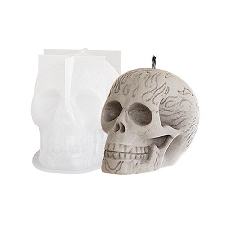 Skull Shape Gypsum Molds Scented Candle Silicone Mold Concrete Cement Crafting Mold Table Ornament Halloween Decorations