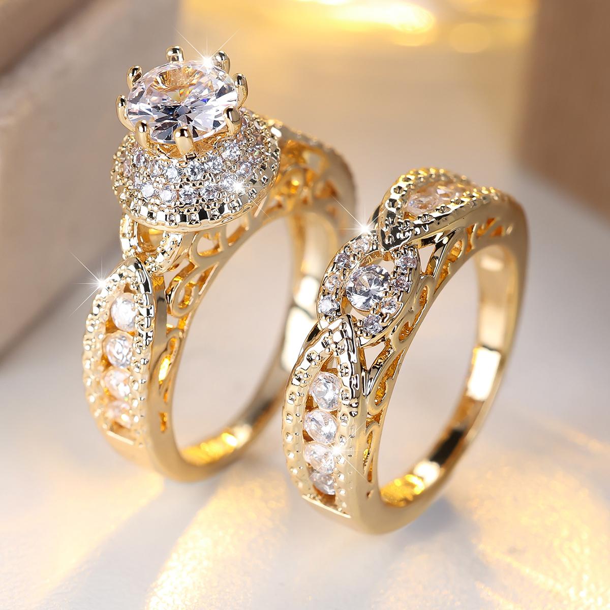 

Модное кольцо из черного золота с рубином и двухслойным микро-набором из циркона для мужчин и женщин, пары 13 жёлтый