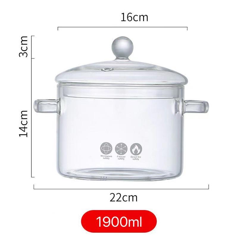 Thickened Borosilicate Heat Resistant Glass Pot Electric Stove Open Flame Cooking Dual Handle Health Glass Pot For Soup Noodles