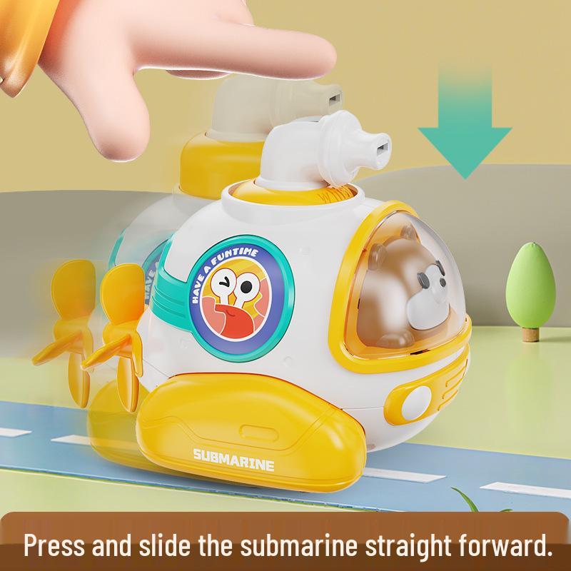 Children's Cartoon Submarine Press-and-Go Car with Whistle - Boys' Toy and Kindergarten Gift