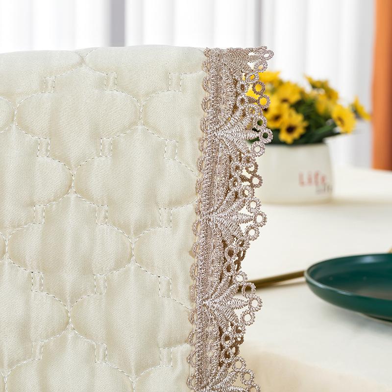 European Ins Style Quilted Dining Chair Dustproof Mat Universal Lace Chair Cover Non Slip and Easy To Clean Dining Chair Mats for Home Restaurants