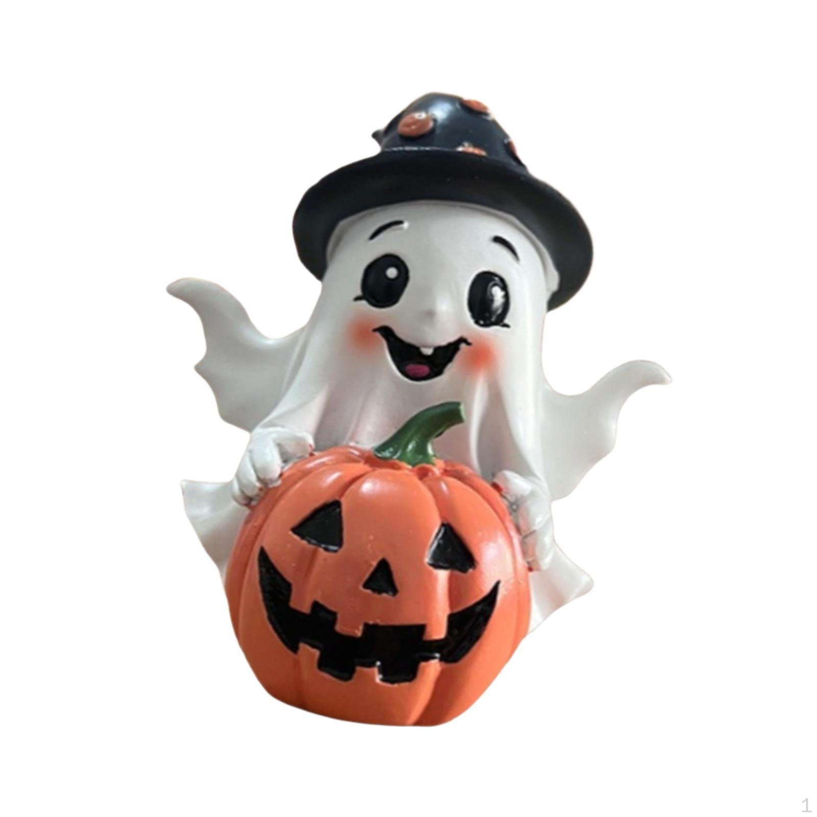

Halloween Pumpkin Statue Figurine Decor Funny Gift Photo Props Desktop Ornament for Home Living Room Hat 11cmx11.5cmx12cm