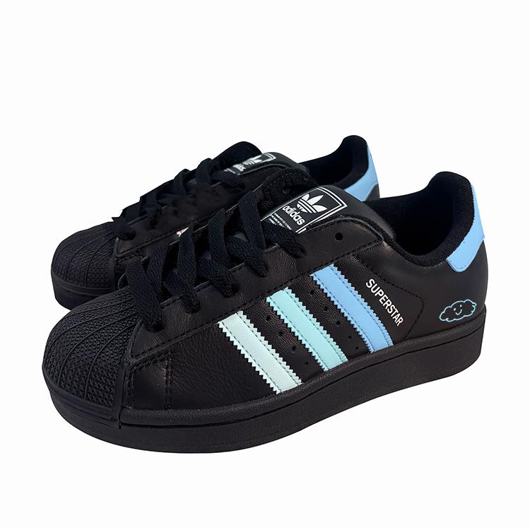 Adidas Originals SUPERSTAR Comfortable Versatile Thin Sole Leather Low top Skateboard Shoes Unisex Black White JI0079(Team2009-)