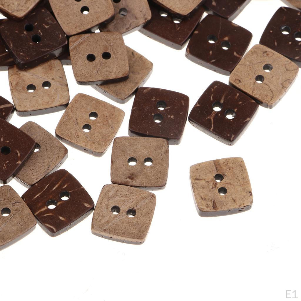 100pcs Coconut Shell Buttons 2 Holes for DIY Sewing Craft