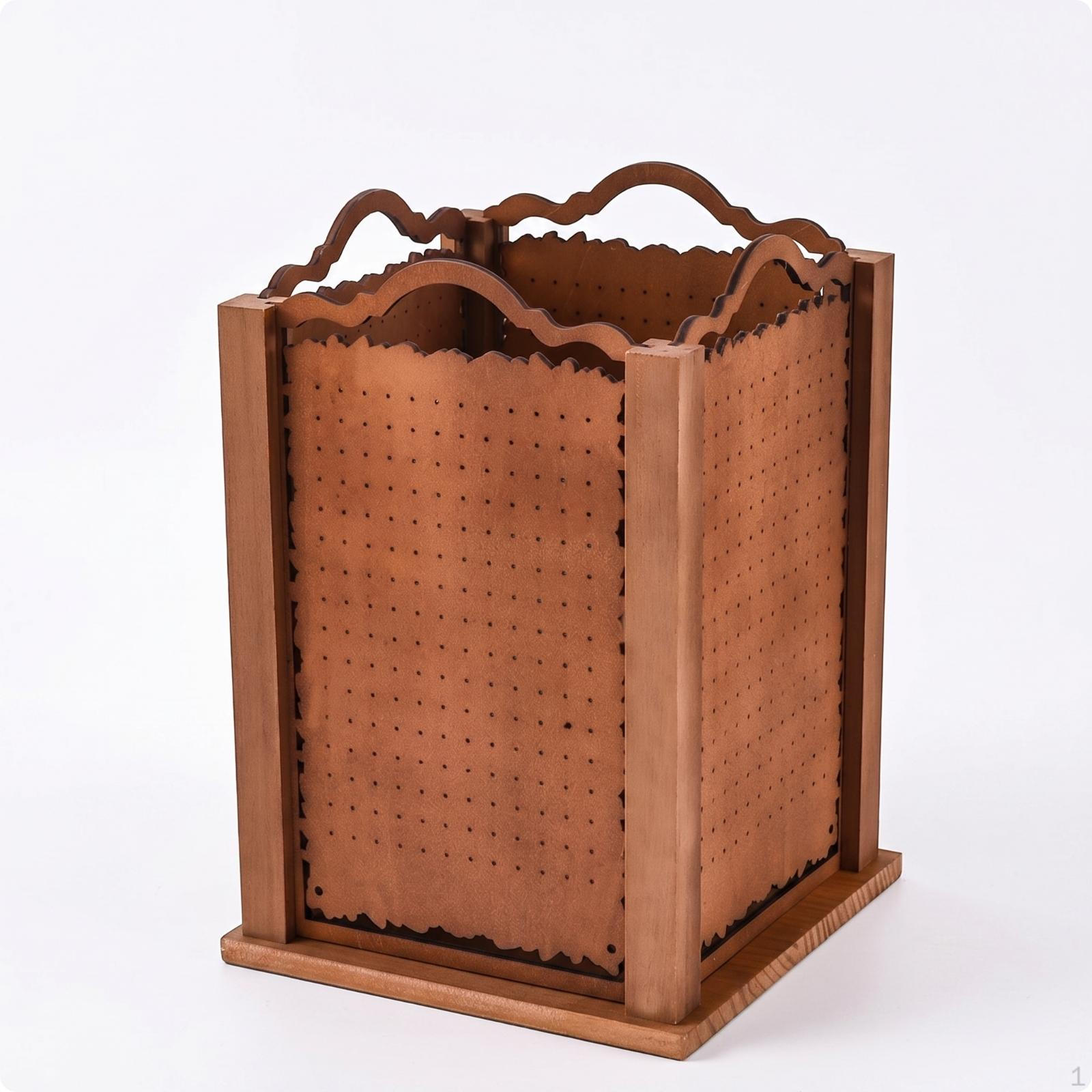 Rotating Jewelry Display Stand Perforated FourSided Wooden Earring Walnut
