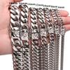 Colier Miami Cuban Link Greu pentru Femei și Bărbați, 6-18mm, Oțel Inoxidabil Argintiu