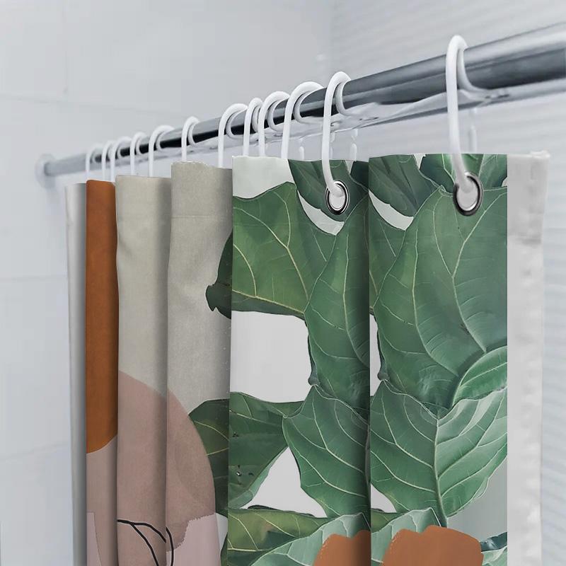Botanical Shower Curtain Tropical Leaves Pattern Bathroom Decor Nature Greenery Backdrop Waterproof Modern Farmhouse Style Home