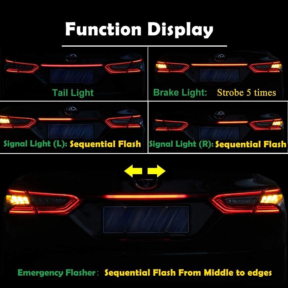 Smoked Lens Dynamic Sequential Turn Signal Lamp LED DRL Brake Light Rear Taillight Trunk Bar Compatible with 2018 2019 2020 Toyota Camry