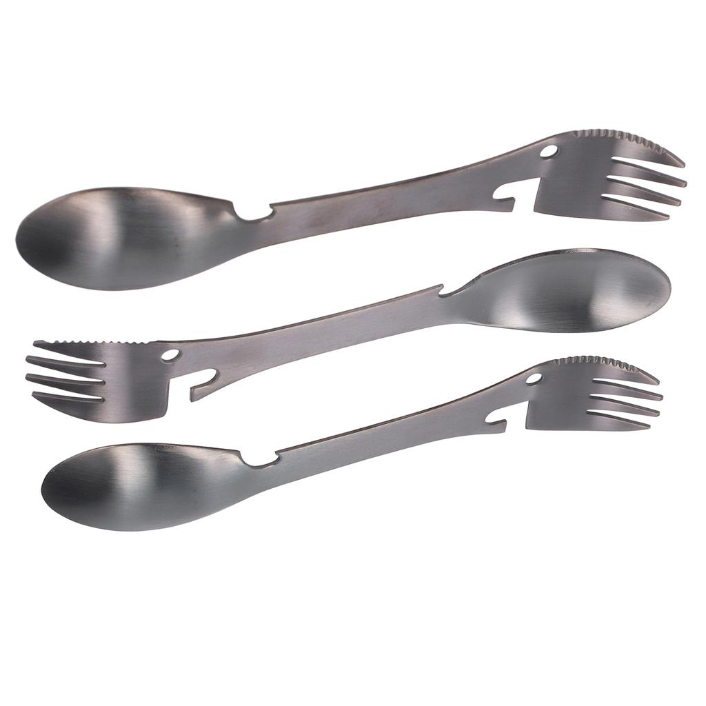3Pcs Set Outdoor Multifunctional 5 in 1 Knife Spoon Fork Bottle Can Opener Utensil