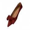 French Bow Pointed Head Black Stiletto Single Shoes Women's 2025 Autumn New with Skirt Light Mouth Evening Low Heels