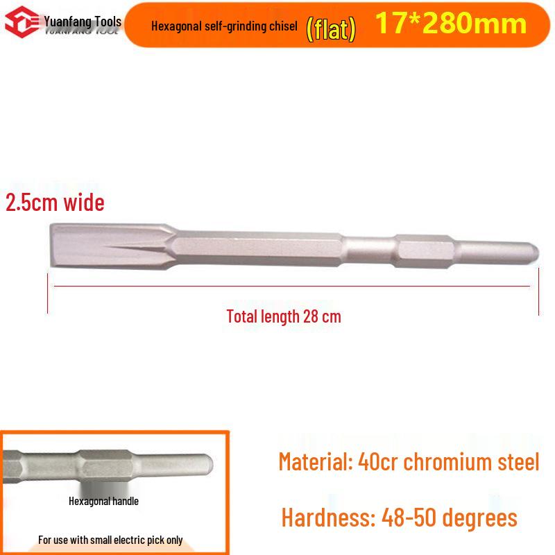 Electric Hammer Impact Drill Set: Square & Round Shank, Pointed & Flat Chisels, U-shaped & Shovel Heads, Slotting Through-Wall Drill.