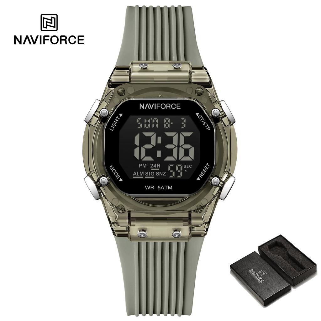 NAVIFORCE Digital Women Watch Alarm Calendar Date LCD Display Sports Chronograph Silicone Strap Waterproof Ladies Girl Watch Gift NF6114