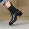 Fashion New Autumn Winter Genuine Leather Women Boot Fashion Boots Square Toe Chunky Heels Boots for Women High Heels Zapatos Mujer