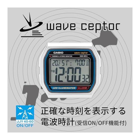 Réveil CASIO Radio-réveil Température Humidité Date Jour de la semaine Son électronique Alarme Snooze Lumière Argent DQD-851J-8JF