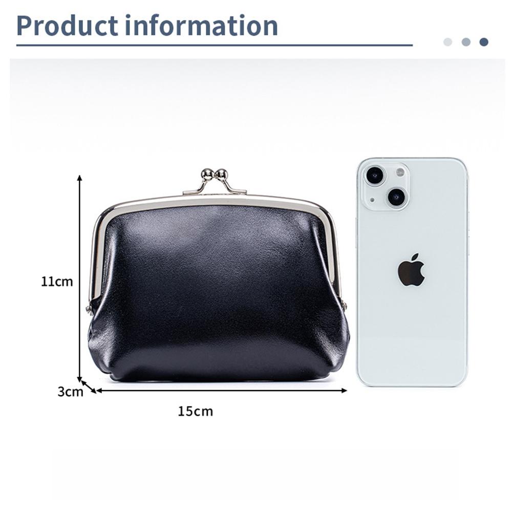 New Vintage Coin Purse Women's Top Layer Cowhide Versatile Double Clamp Storage Bag Gold Clip Bag