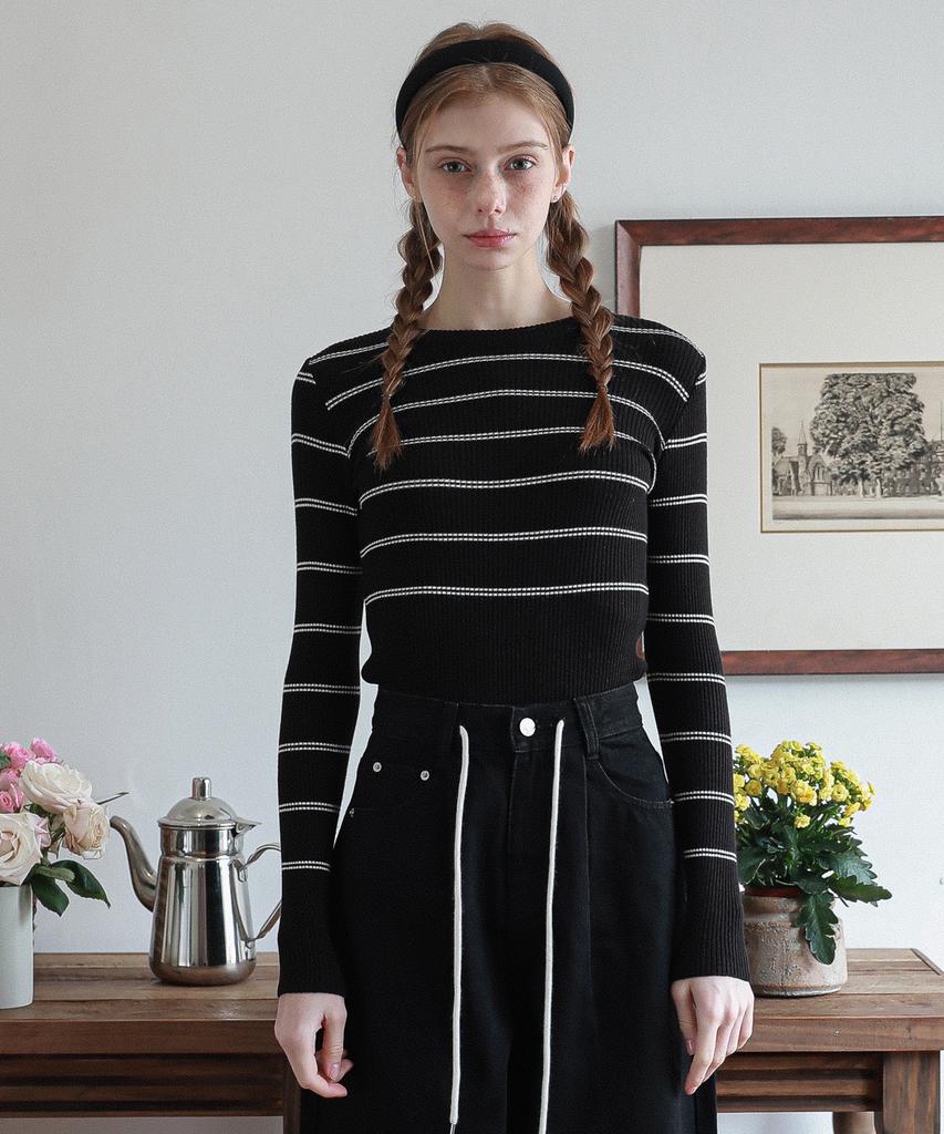Rosiro Wide String Denim Pants Black