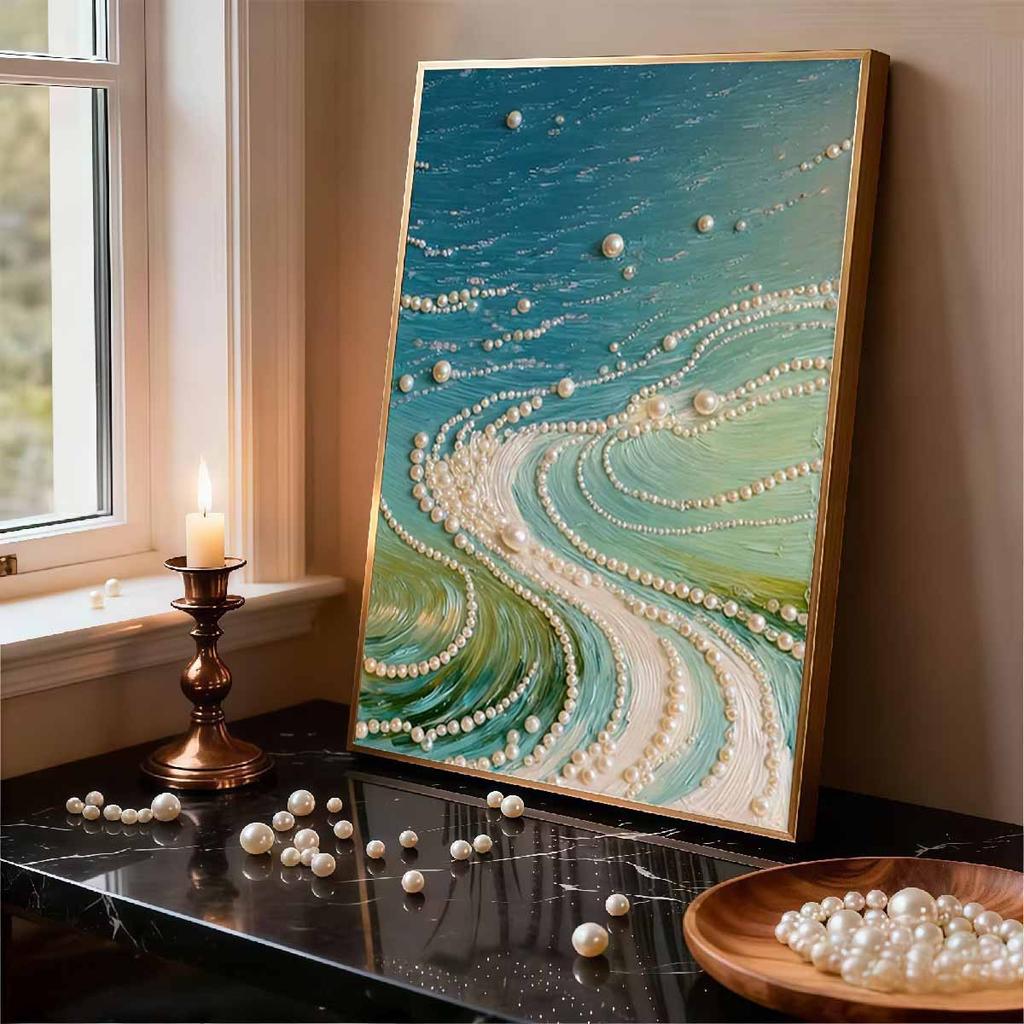 Crystal Pearl Painting 5D DIY Frame Decoration Painting Rivulet Home Wall Decoration Transparent Pearl Gemstone Painting Picture Art Crafts