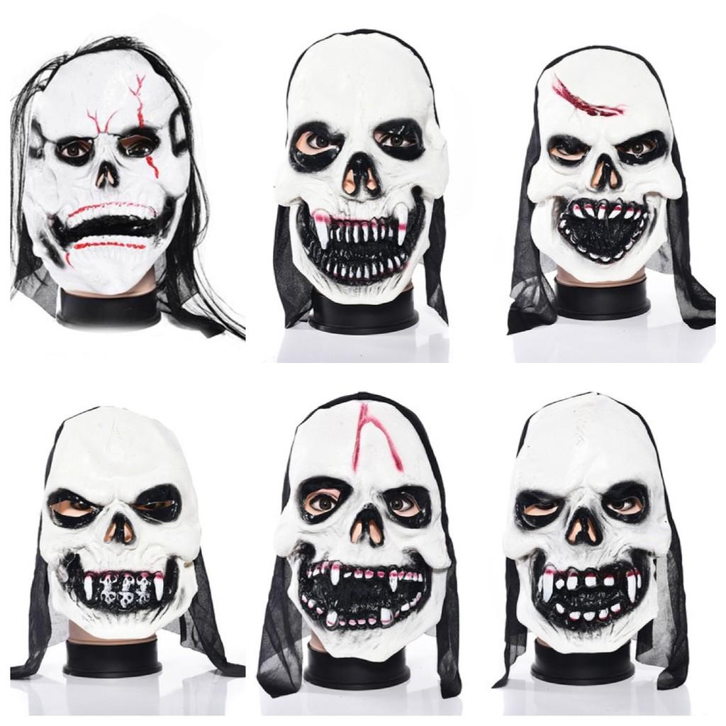 Horror Skeleton Ghost Mask Headwear Halloween Masquerade Costume Latex Props