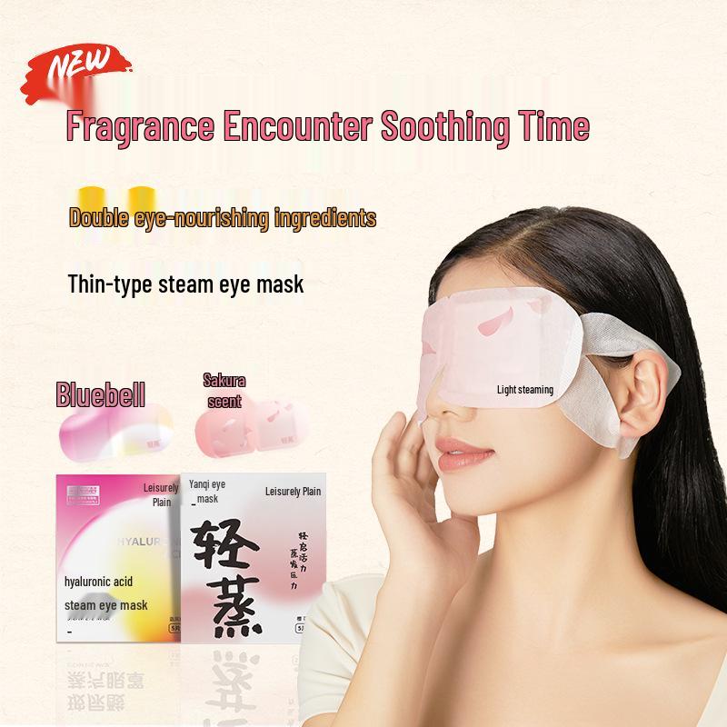 Disposable Self-Heating Steam Eye Mask - Light Blocking and Relieves Eye Fatigue with Hot Compress Cherry Blossom Scent Steam Eye Mask 5-Pack