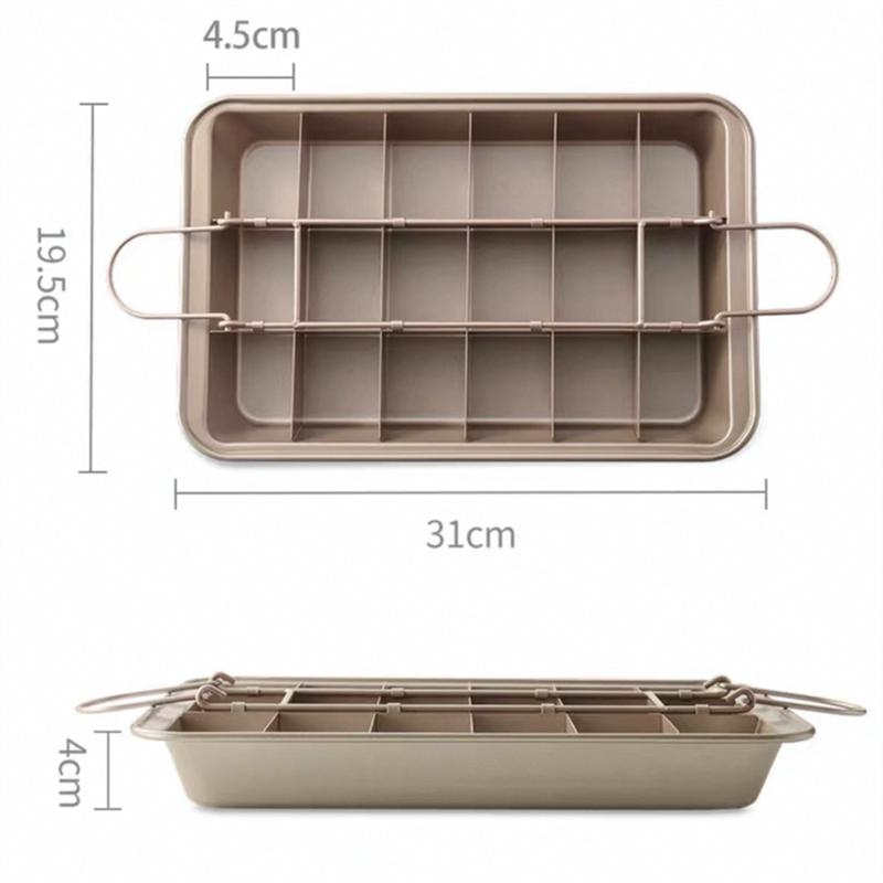 1pc Brownie Cake Pan With Dividers Stainless Steel Loaf Pan Non-Stick Square Lattice Muffin Baking Pan Blondie Bakeware