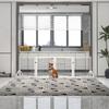 Folding Dog Gate with 4 Panels and Triangular Feet, 280x70 Cm, White