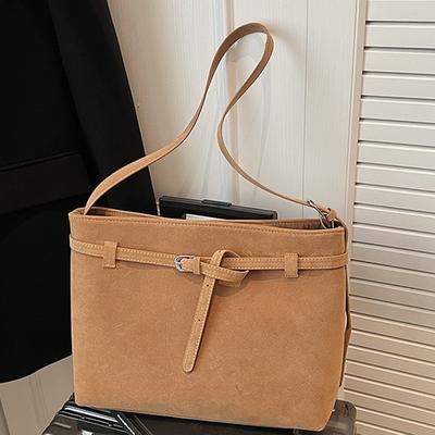 Large Capacity Tote Bag Women's New Autumn Retro Suede Underarm Bag Commuter Shoulder Messenger Bag Bag Women