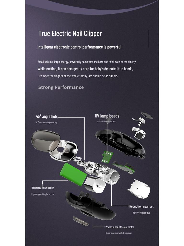 Normanjia Electric Nail Clipper with UV Disinfection for All Ages - Grinder and Manicure Tool