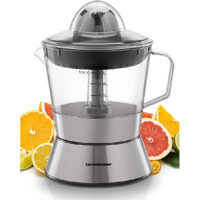 Homeleader Electric Citrus Juicer, Orange Juicer with Pulp Control Filter, Lemon Squeezer Electric for Grapefruit Orange Lemon Lime серебряный