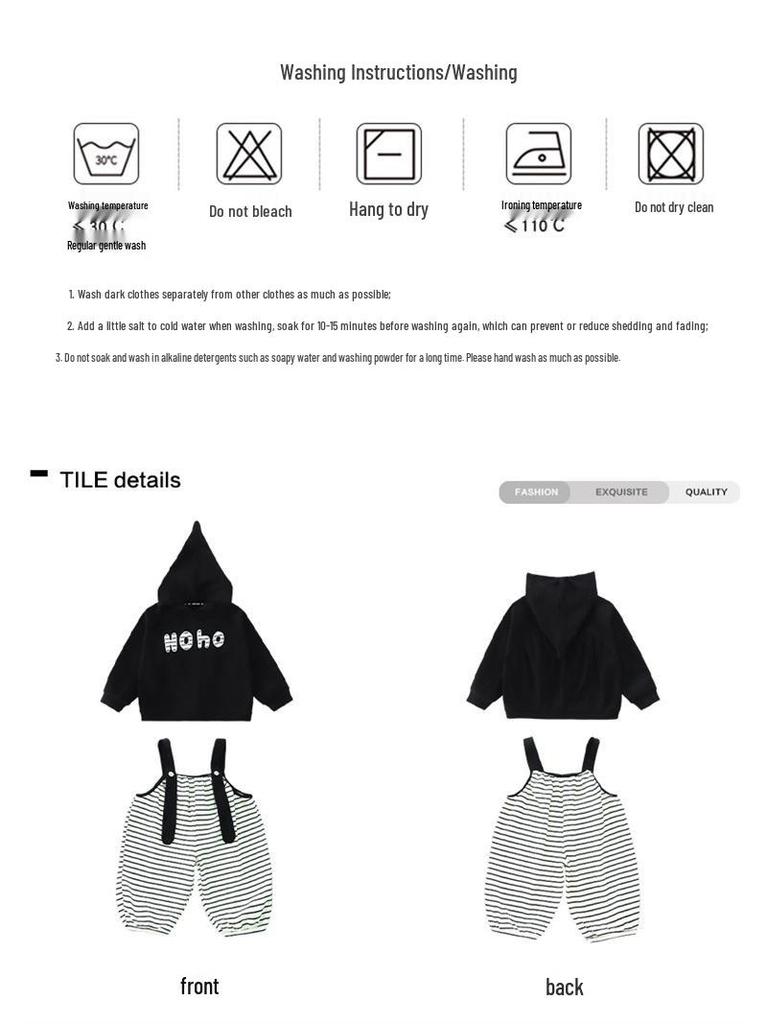 Autumn 2025 Striped Overalls & Sweatshirt Set for Girls – Fashionable Two-Piece Outfit for Spring and Autumn