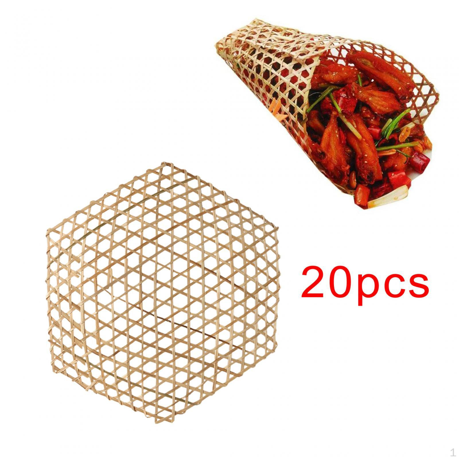 

20 Pieces Bamboo Cooking Mats for Food Preparation And Serving 9 holes