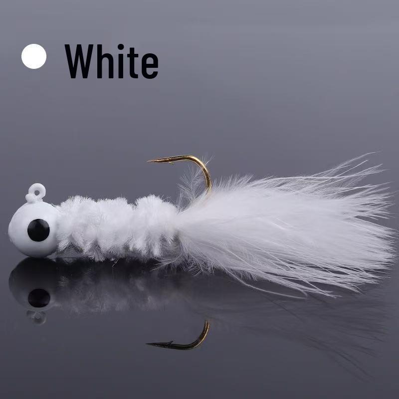 25-Piece Box Set: Five-Color Chicken Feather Lead Head Hooks (1g, 2g, 3.5g)