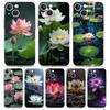 Luxury Lotus Flower Phone Case For iPhone 11 Cases iPhone 15 12 13 14 16 Pro Max X XR XS 14 15 Plus 16Pro iPhone16 Clear Cover