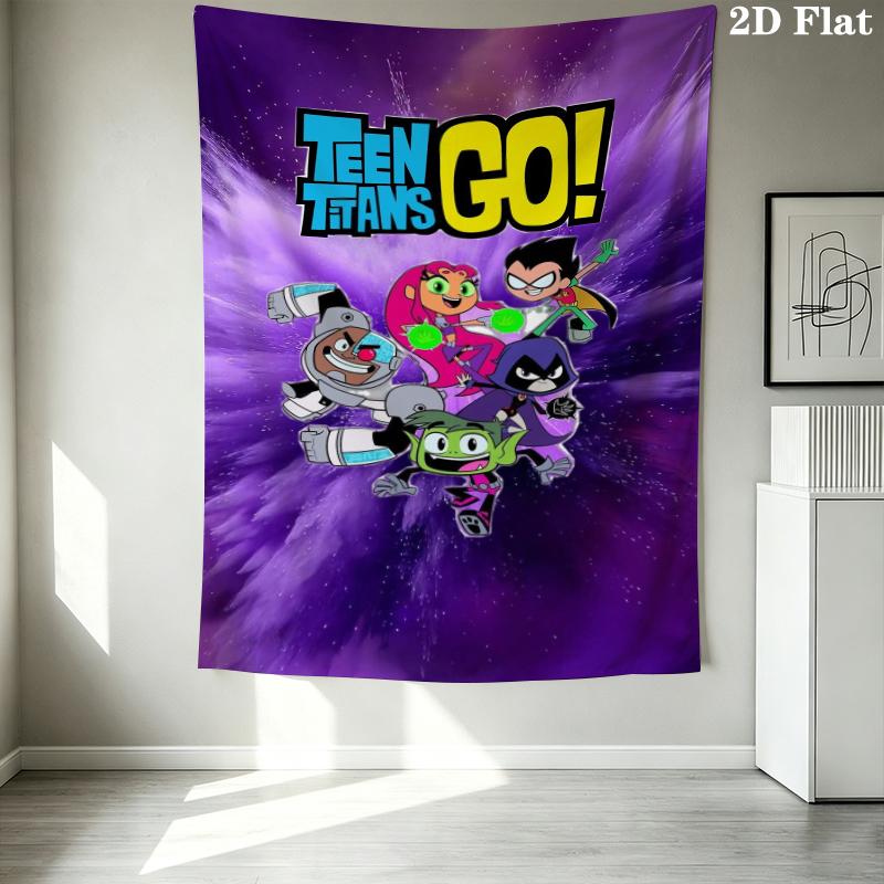 Teen Titans Wall Tapestry Aesthetic Wall Hanging Printed Fabric Blanket Decorative Tapestries For Bedroom Living Room Home Decor