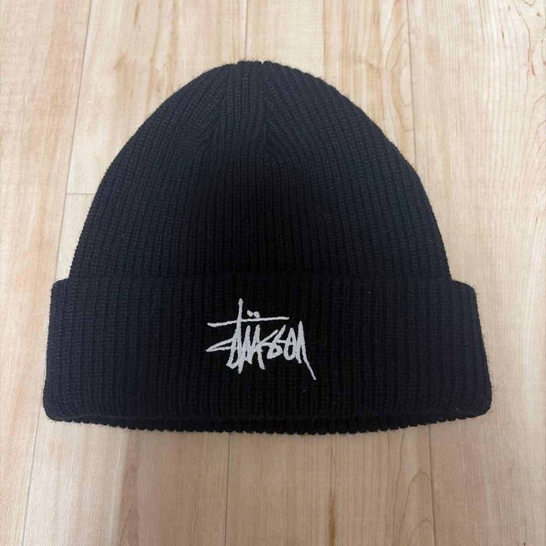 Used Stssy knit hat beanie black