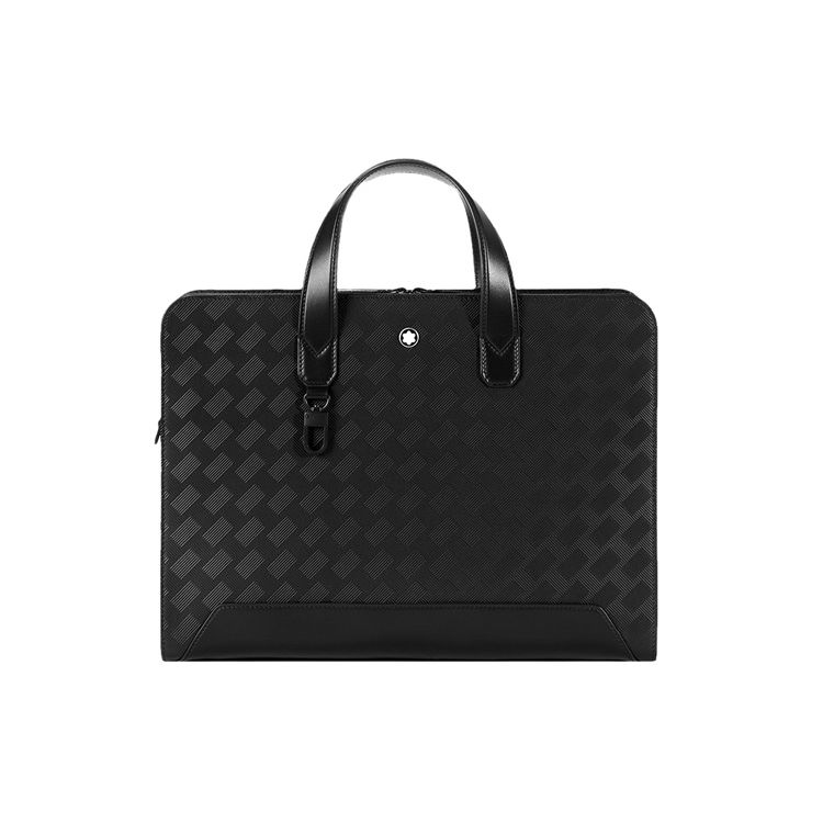 Montblanc Style 3.0 Series Brand Logo Solid Color Zipper Closure Ultra-Thin Leather Handheld Shoulder Crossbody Briefcase Men Bags Black 129962
