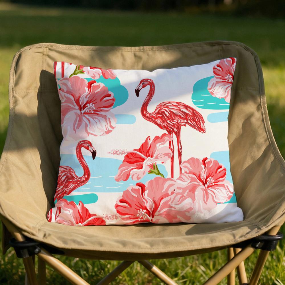 Tropical forest flamingos Cushion Cover Soft Reversible  Durable Pillow Cover  MultiScene Use for Home  Car Daily Comfort